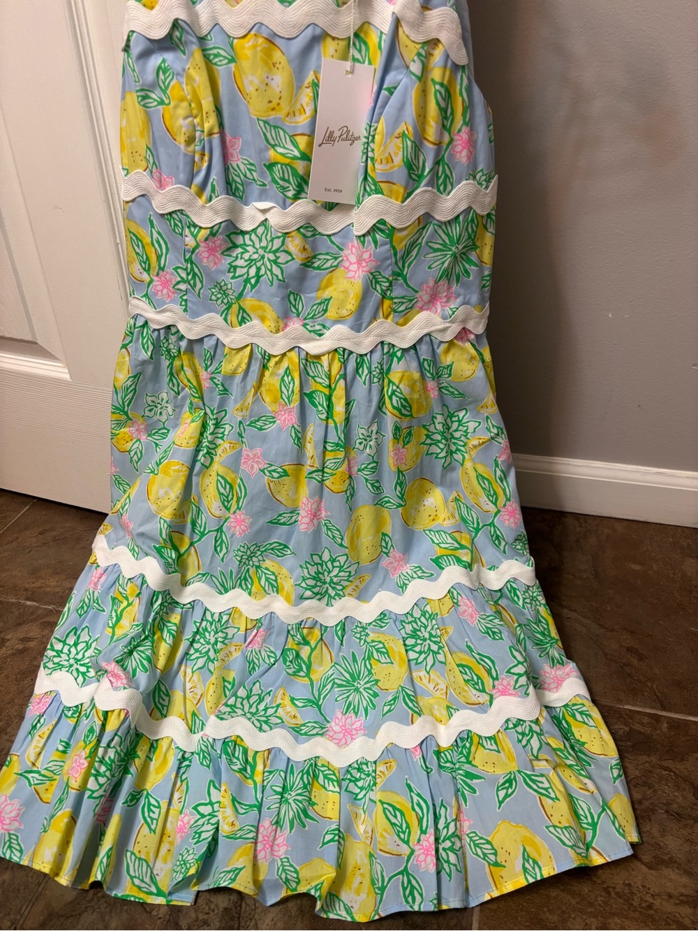 Lilly Pulitzer Blue Lemon Print Tiered Sundress originally $248. - Picture 2 of 7